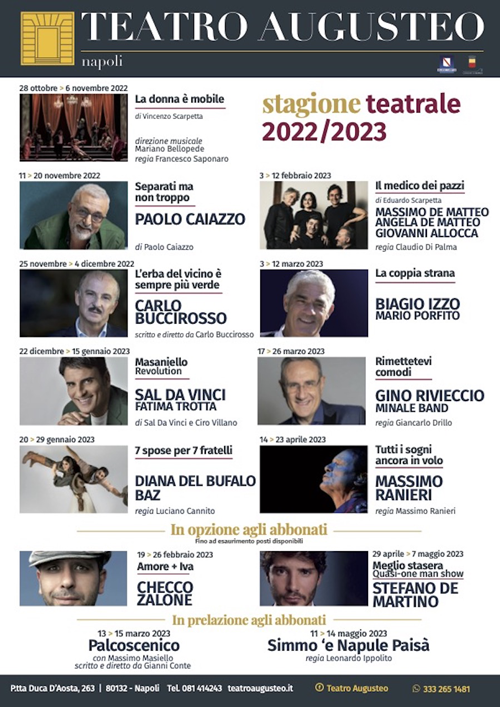 Stagione teatrale 20222023 dellAugusteo per i 30 anni cartellone ancora più ricco 1